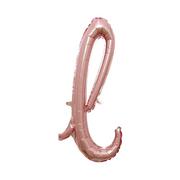 Air-Filled Rose Gold Lowercase Cursive Letter (l) Foil Balloon, 8in x 20in